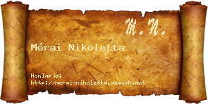 Mérai Nikoletta névjegykártya